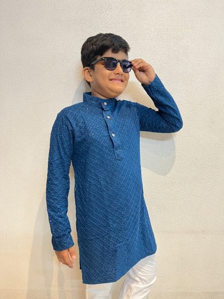 Heavy Reyon With Lucknowi and Sequence Work Boys Kurta Pajama Boys Wear