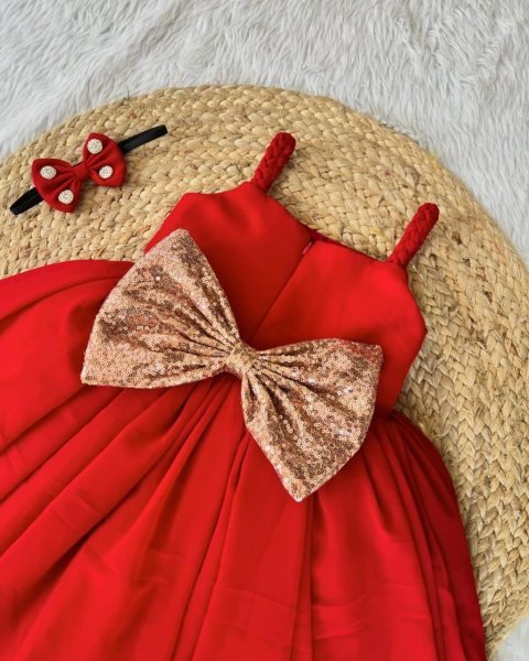 Heavy Satin And Georgette Full Flare Girls Dress  Girls Wear