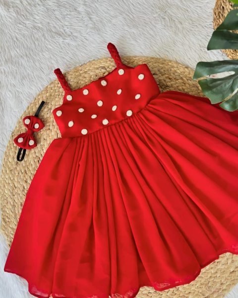 Heavy Satin And Georgette Full Flare Girls Dress  Girls Wear