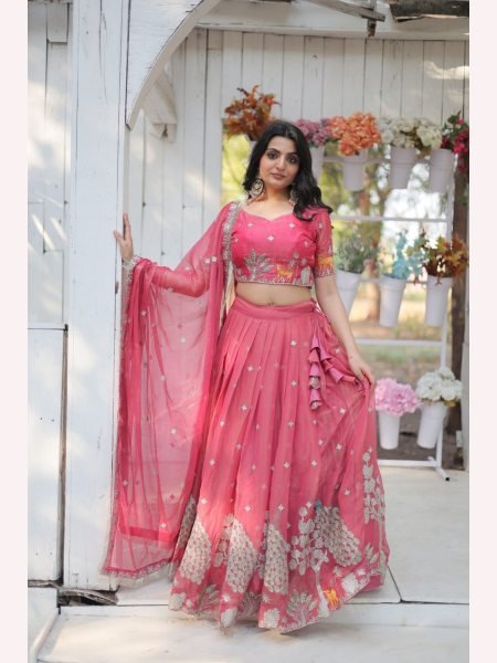 Heavy Sequence And Thread Embroidered work Lehenga Choli  Designer Lehenga Choli