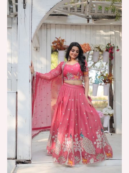Heavy Sequence And Thread Embroidered work Lehenga Choli  Designer Lehenga Choli