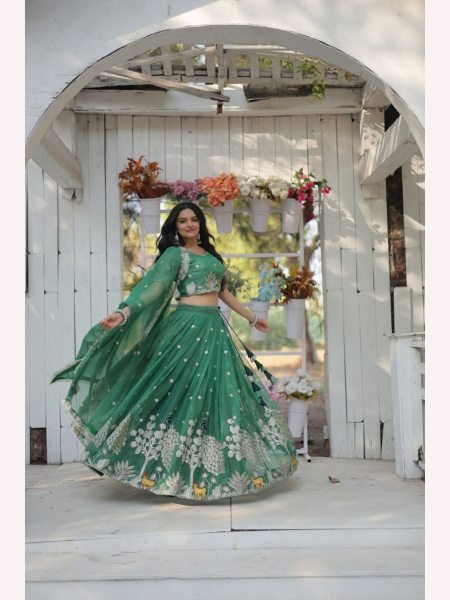 Heavy Sequence And Thread Embroidered work Lehenga Choli  Designer Lehenga Choli