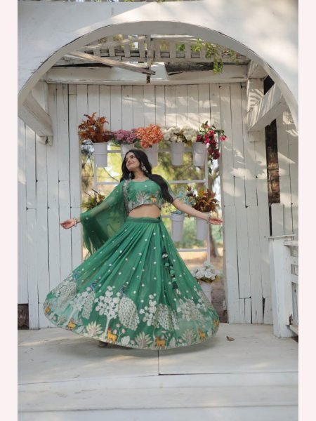 Heavy Sequence And Thread Embroidered work Lehenga Choli  Designer Lehenga Choli