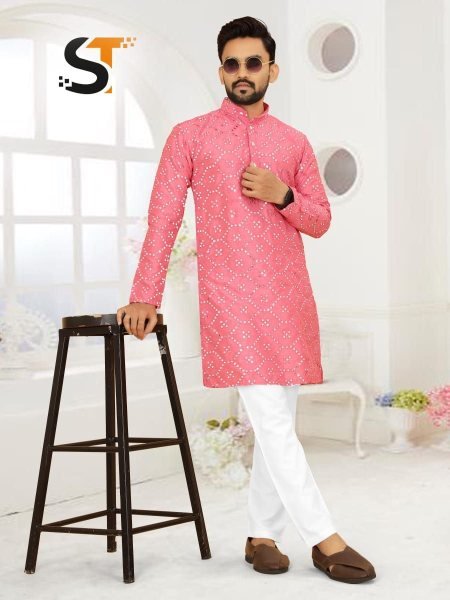 Heavy Silk Mirror Work Long Kurta For Men Kurta Pajama Wholesale