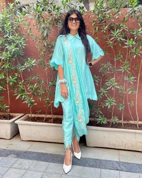 Heavy Silk Top Dhoti With Dupatta  3 Piece Kurti Set