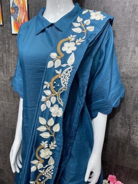 Heavy Silk Top Dhoti With Dupatta  3 Piece Kurti Set