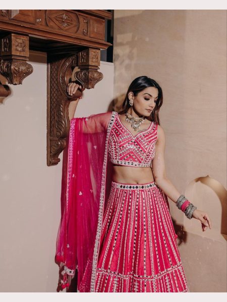 Heavy Slub Silk Lehenga With Thread   Paper Mirror Work  Designer Lehenga Choli