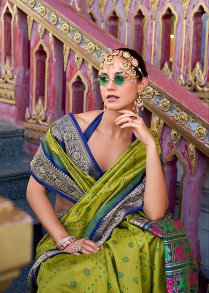 Heavy Tusser Handloom Silk Festive Wear Patola Saree With Zari Weaving Work Designer Wedding Sarees Wholesale