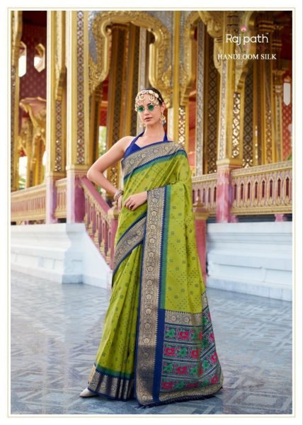 Heavy Tusser Handloom Silk Festive Wear Patola Saree With Zari Weaving Work Designer Wedding Sarees Wholesale