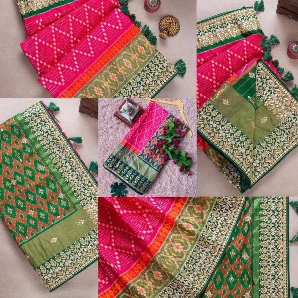 Heavy Vichitra Silk Sequence Embroidery And Gotta Patti Work Saree  Silk Sarees Wholesale