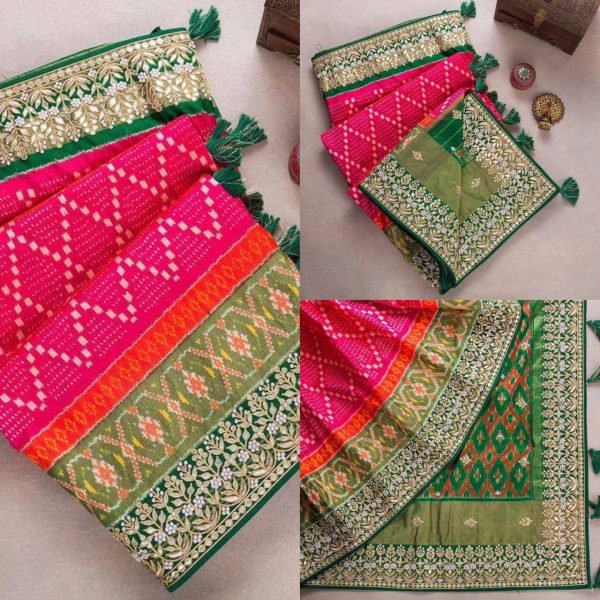 Heavy Vichitra Silk Sequence Embroidery And Gotta Patti Work Saree  Silk Sarees Wholesale