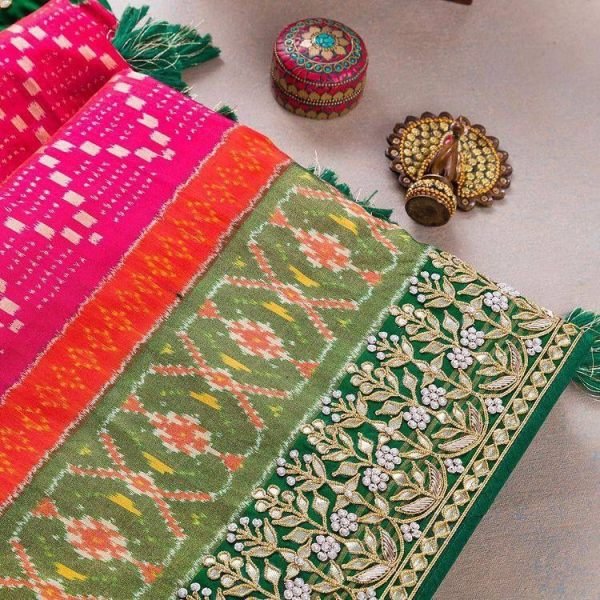 Heavy Vichitra Silk Sequence Embroidery And Gotta Patti Work Saree  Silk Sarees Wholesale