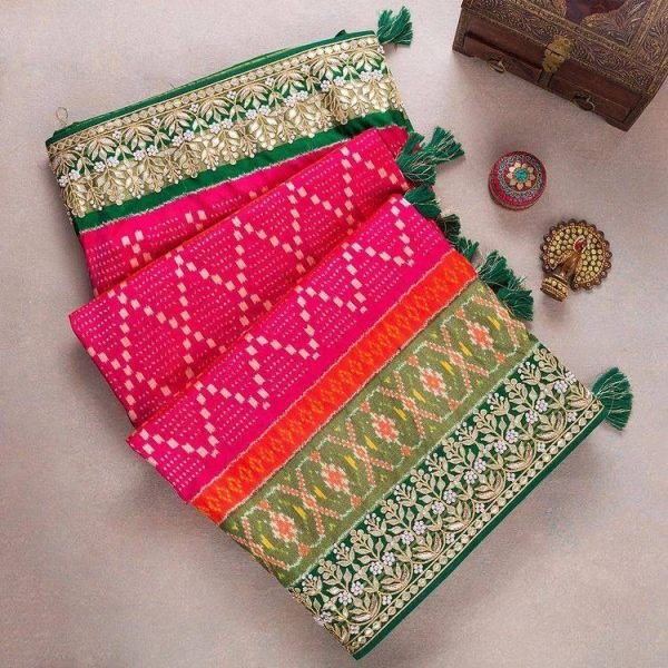 Heavy Vichitra Silk Sequence Embroidery And Gotta Patti Work Saree  Silk Sarees Wholesale