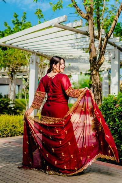 Heavy Wedding Wear Fox Georgette Sharara Suit  Ready To Wear Collection