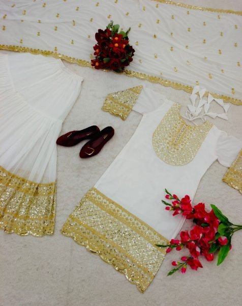 Heavy Wedding Wear Fox Georgette Sharara Suit  Ready To Wear Collection