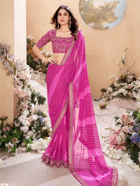 Heavy Weighless In Leheriya Concept With Embroidery Border Saree Collection Sarees 