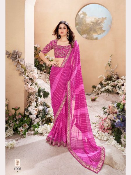 Heavy Weighless In Leheriya Concept With Embroidery Border Saree Collection Designer Wedding Sarees Wholesale