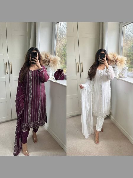 Hevay Faux Georgette Embroidery Work Suits  Ready To Wear Collection