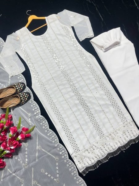 Hevay Faux Georgette Embroidery Work Suits  Ready To Wear Collection