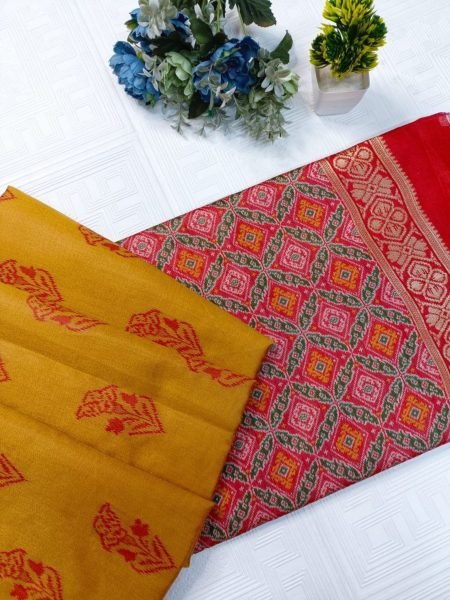 High Quality Patola Chanderi Silk With Golden Zari Border Luxury Saree  Patola Silk Sarees Wholesale