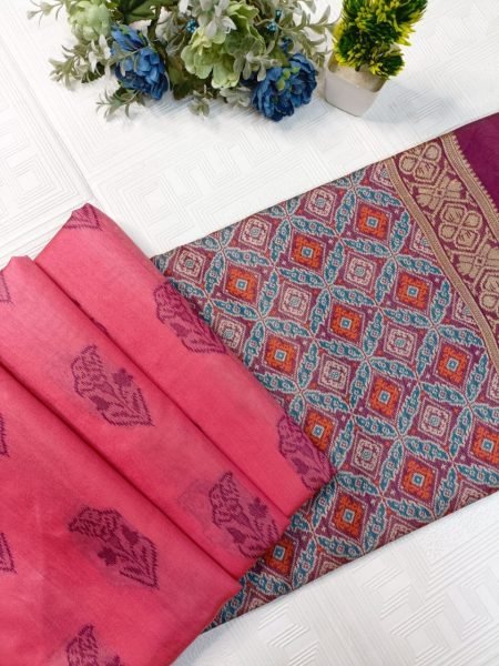 High Quality Patola Chanderi Silk With Golden Zari Border Luxury Saree  Patola Silk Sarees Wholesale