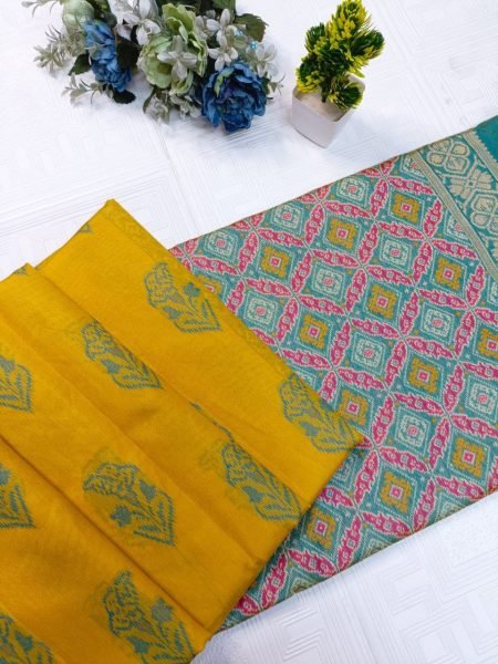 High Quality Patola Chanderi Silk With Golden Zari Border Luxury Saree  Patola Silk Sarees Wholesale