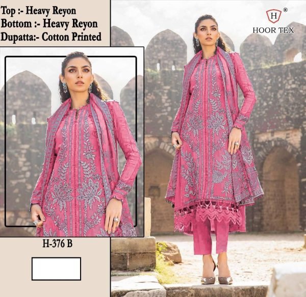 Hoor Tex H 376 Rayon Pakistani Suits Wholesale A to D Set Pakistani Suits Wholesale