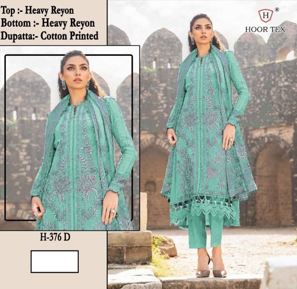 Hoor Tex H 376 Rayon Pakistani Suits Wholesale A to D Set Pakistani Suits Wholesale