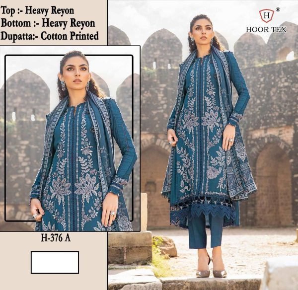 Hoor Tex H 376 Rayon Pakistani Suits Wholesale A to D Set Pakistani Suits Wholesale