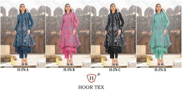 Hoor Tex H 376 Rayon Pakistani Suits Wholesale A to D Set Pakistani Suits Wholesale