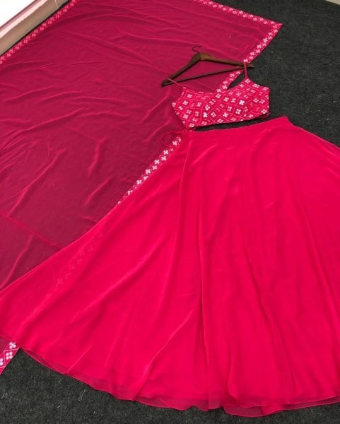 Hot Pink Georgette Beautiful Lehenga Choli Designer Lehenga Choli