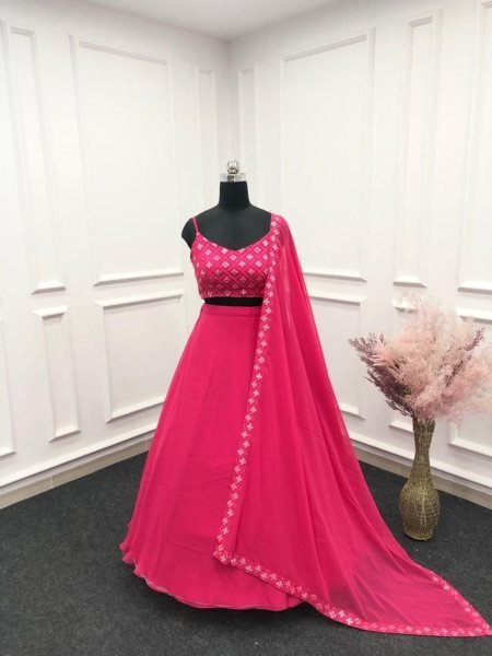 Hot Pink Georgette Beautiful Lehenga Choli Designer Lehenga Choli