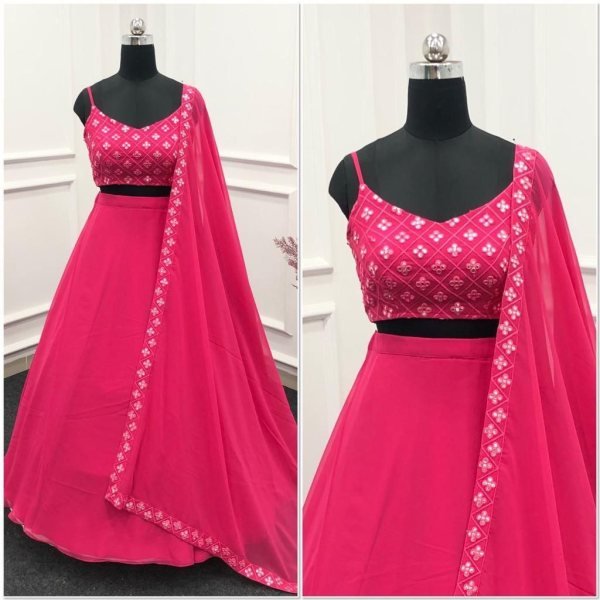 Hot Pink Georgette Beautiful Lehenga Choli Designer Lehenga Choli