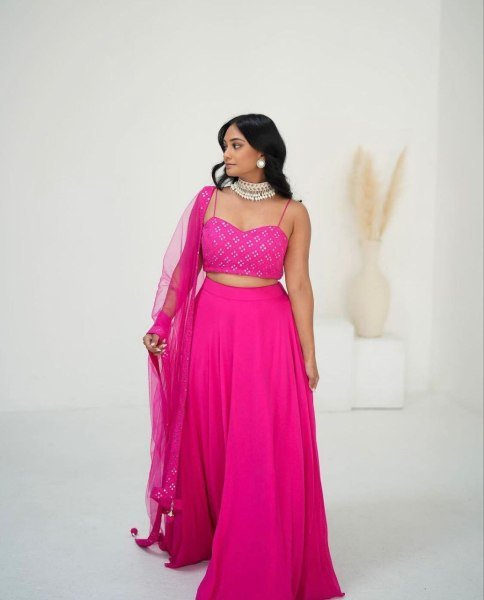 Hot Pink Georgette Beautiful Lehenga Choli Designer Lehenga Choli