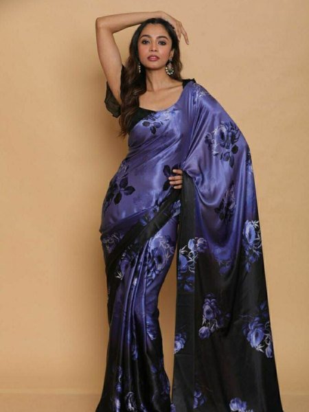 Hot Selling Pure Japan Satin Silk Saree for Women Elegant Digital Prints at Best Price from Clothing Wholesaler 