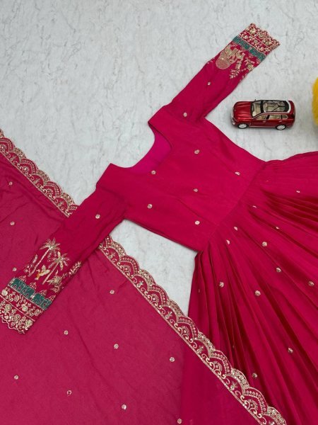 Iconic Chinon Gown for Women – Fully Stitched with Heavy Sequence Work