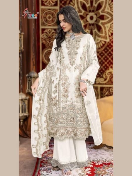 Impeccable White Chiffon Embroidered Party Wear Suit Set by Shree Designer  Embroidery Suits Wholesale