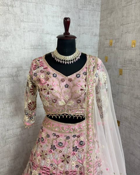 Imperial Ruby Soft Net Bridal Lehenga with Heavy Sequins Work Designer Lehenga Choli