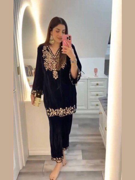 Impressive Embroidered Velvet Co Ord Set with Sequin Work for Bluk Buyers at Wholesale Rate CO ORD Sets