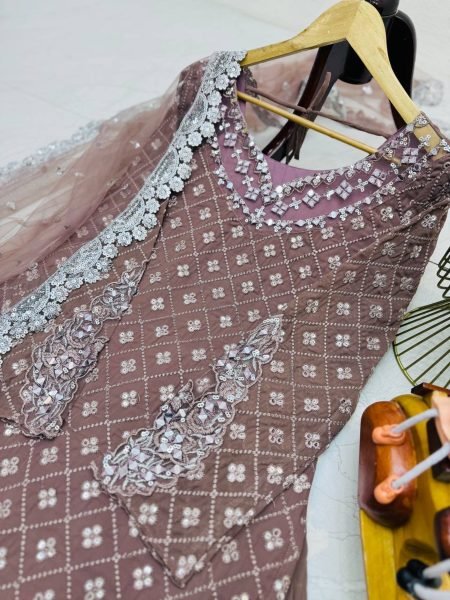 In Lowest Price Real Mirror Fox Georgette Plazzo Suits  Ready To Wear Collection