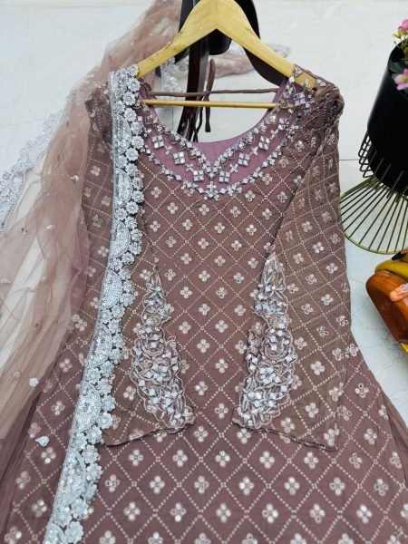 In Lowest Price Real Mirror Fox Georgette Plazzo Suits  Ready To Wear Collection