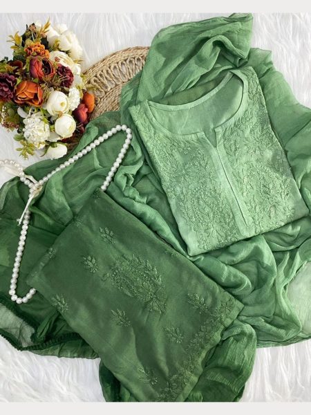 In New Design Chikankari Ombre dyed Rayon Plazo Set Lucknowi Chikankari Kurtis Wholesale