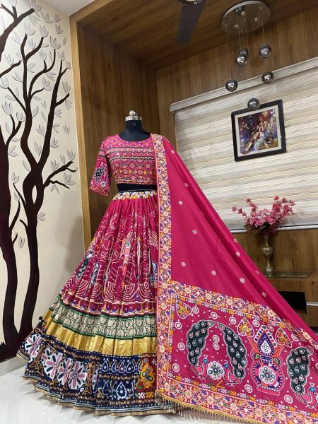 In New Design Heavy Muslin Cotton Navratri lehenga Choli  Navratri Lehnega Choli