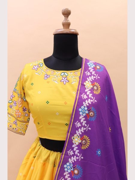 In New Design Navratri Special Chinon Silk Lehenga Choli  Navratri Lehnega Choli