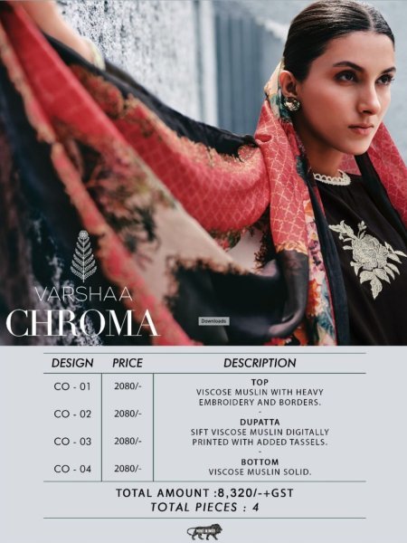 In Wholesale Rate Viscose Muslin With Embroidery Work Suits  Full Set Salwar Kameez
