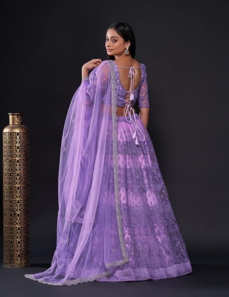 Indian Look Purple Color Net Thread Zari   Sequence Work Lehenga Choli Designer Lehenga Choli