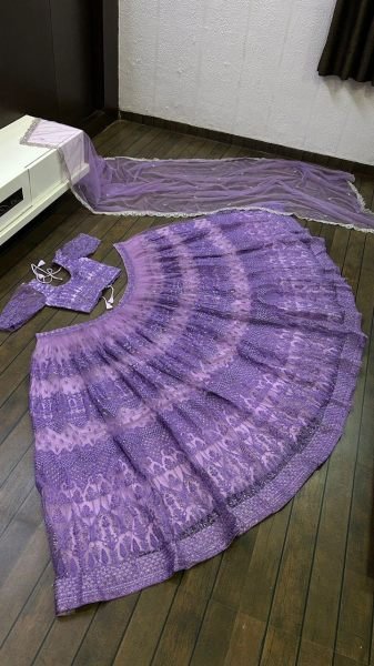 Indian Look Purple Color Net Thread Zari   Sequence Work Lehenga Choli Designer Lehenga Choli