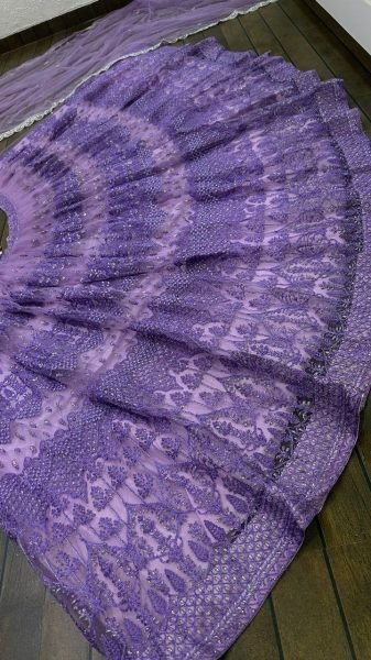 Indian Look Purple Color Net Thread Zari   Sequence Work Lehenga Choli Designer Lehenga Choli