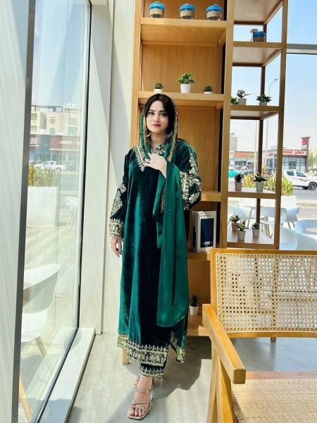 Indian Pakistani Velvet Sequin Embroidered Salwar Kameez Collection  Ready To Wear Collection