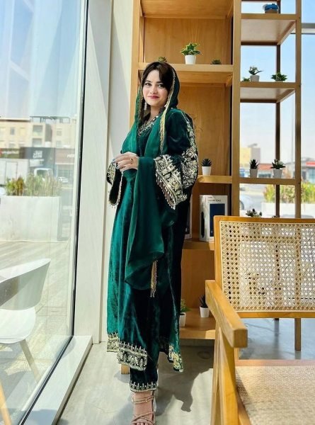 Indian Pakistani Velvet Sequin Embroidered Salwar Kameez Collection  Ready To Wear Collection